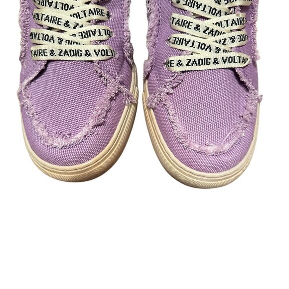 Zadig and Voltaire High Flash Canvas Boomerang Purple High Top Sneakers Size 40 - Picture 6 of 15